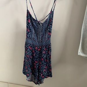 Blue patterned romper
